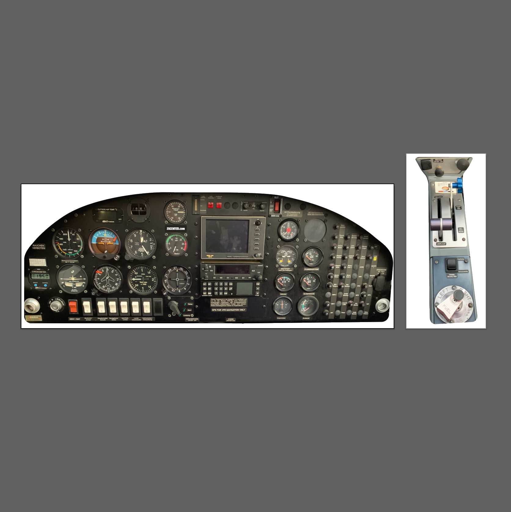 Aquila A210 Cockpit auf Aluminiumverbundplatte