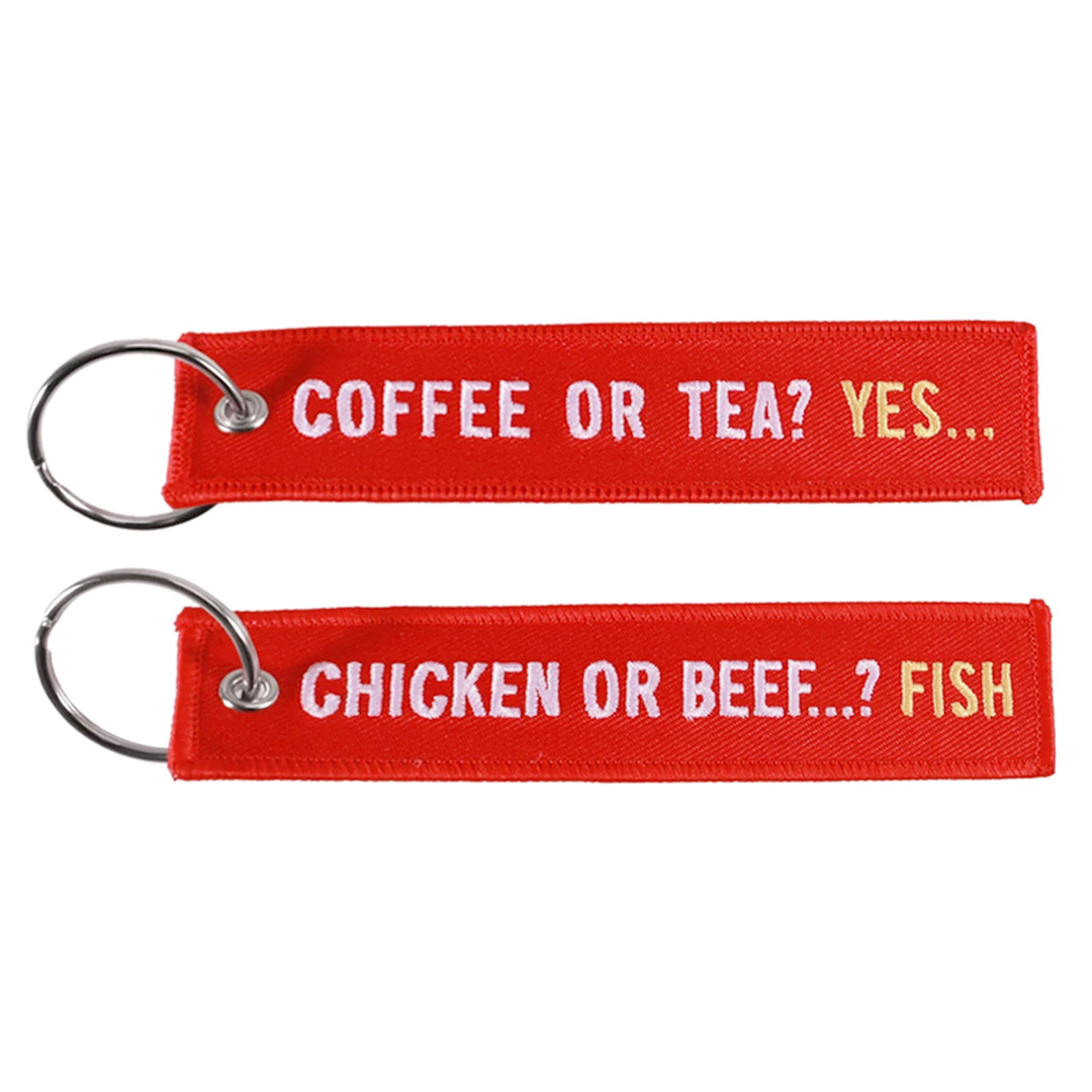 COFFEE OR TEA / CHICKEN OR BEEF Keychain | 25CENTER